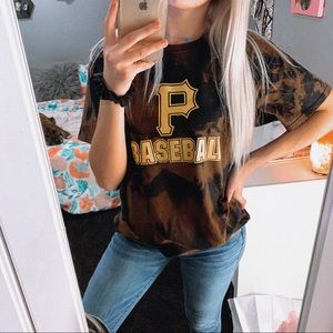 Pittsburgh Pirates Custom Bleached Tie Dye T-Shirt